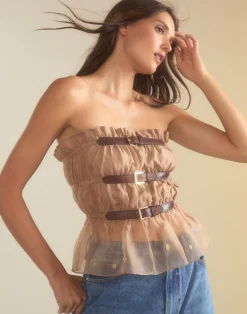 Buckle Up Silk Organza Top
