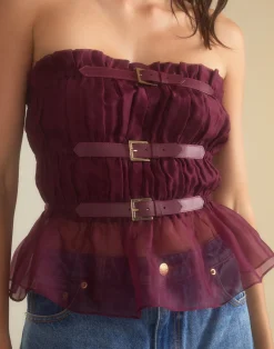 Buckle Up Silk Organza Top