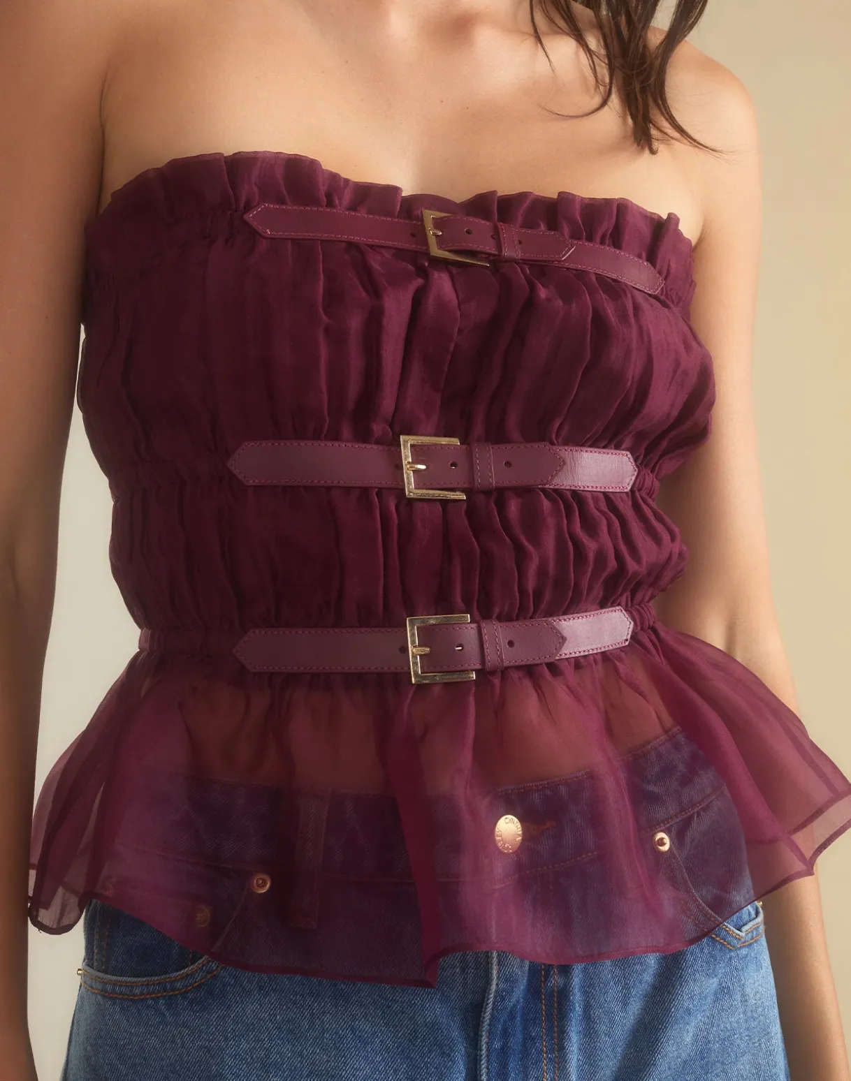 Buckle Up Silk Organza Top