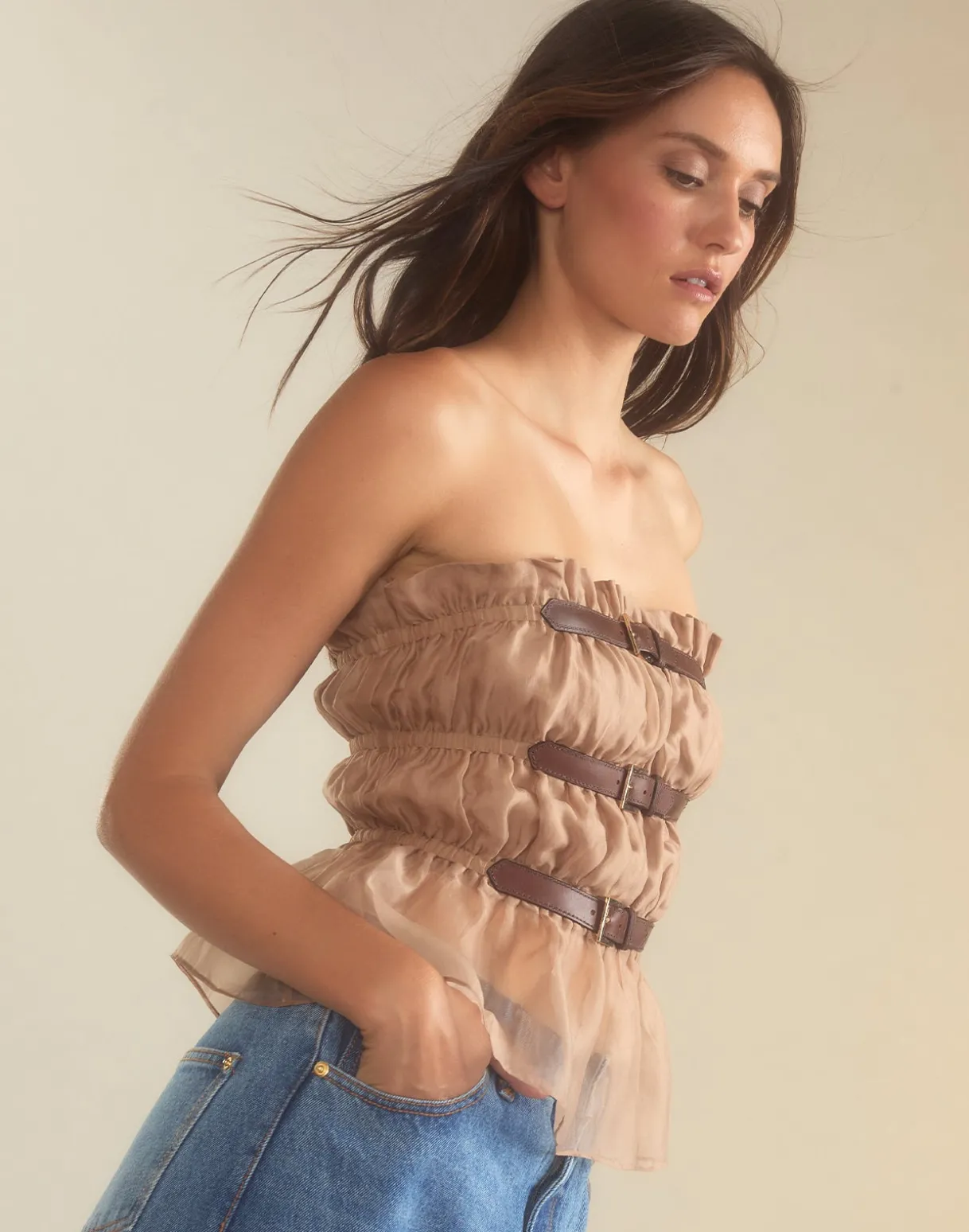 Buckle Up Silk Organza Top