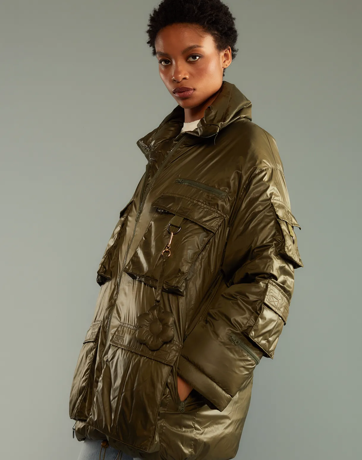 Cargo Pocket Puffer Coat