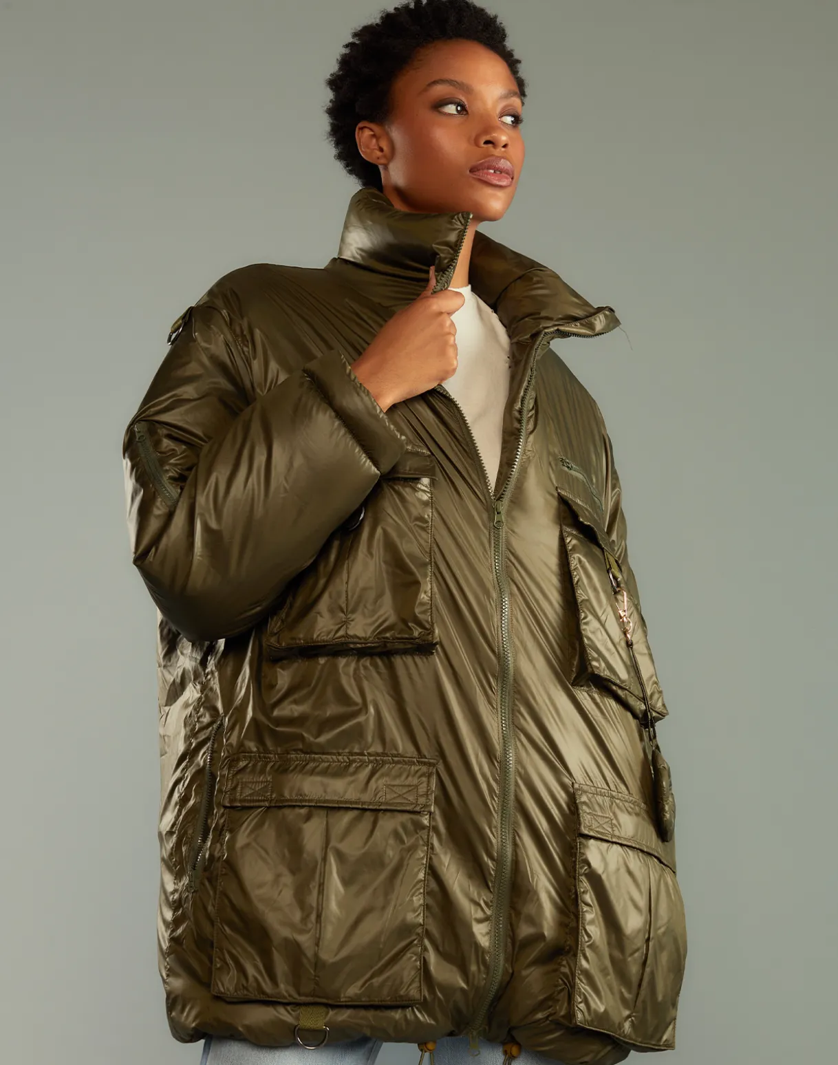 Cargo Pocket Puffer Coat