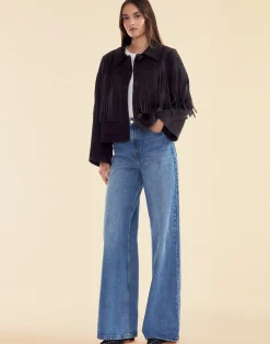 Carrie Cropped Fringe Suede Jacket