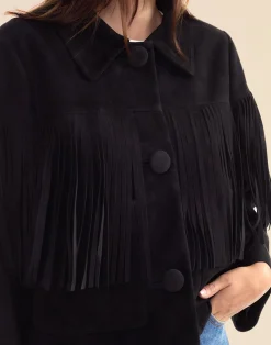 Carrie Cropped Fringe Suede Jacket