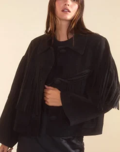 Carrie Cropped Fringe Suede Jacket