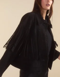 Carrie Cropped Fringe Suede Jacket