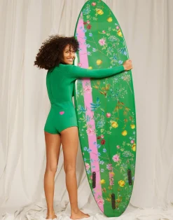Custom 7' Surfboard - Green Garden Floral