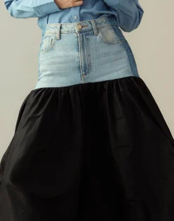 Denim Taffeta Skirt