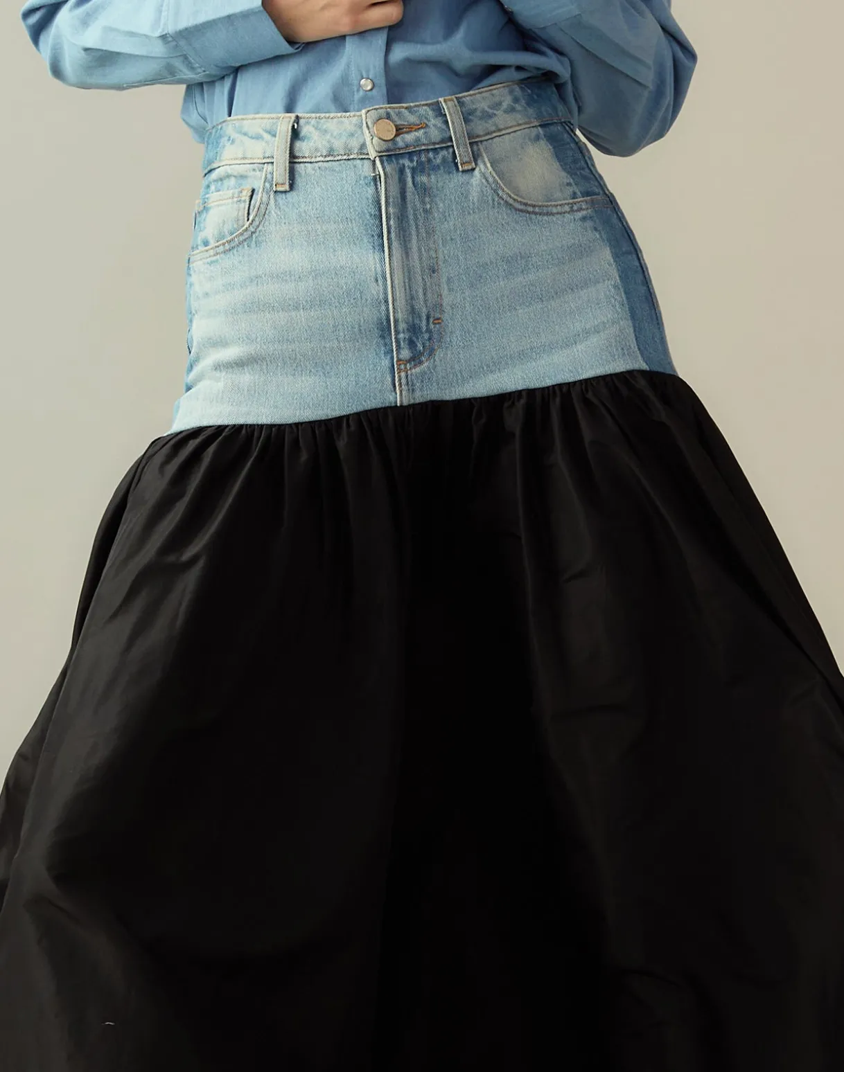 Denim Taffeta Skirt