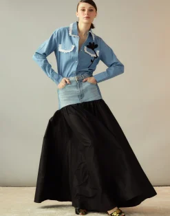 Denim Taffeta Skirt