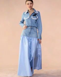 Denim Taffeta Skirt