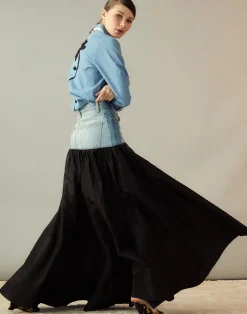 Denim Taffeta Skirt