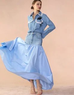 Denim Taffeta Skirt