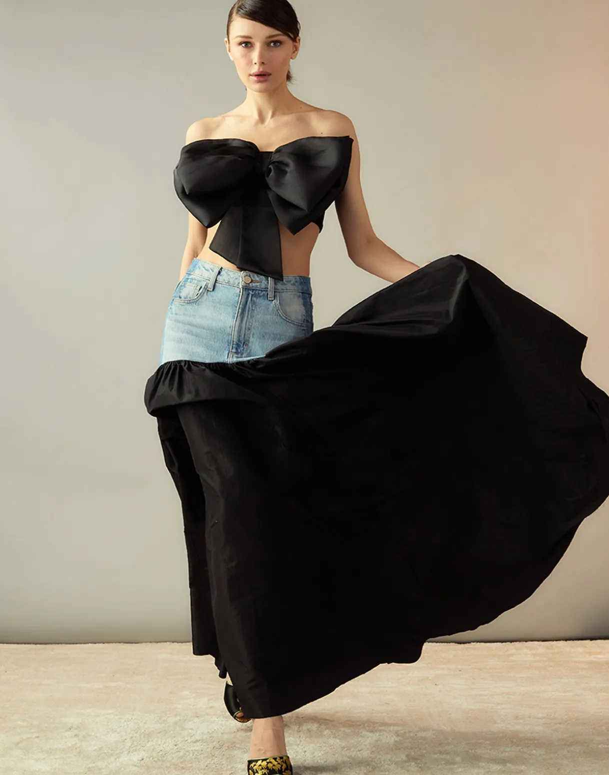 Denim Taffeta Skirt