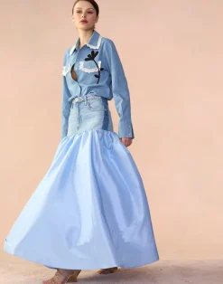 Denim Taffeta Skirt