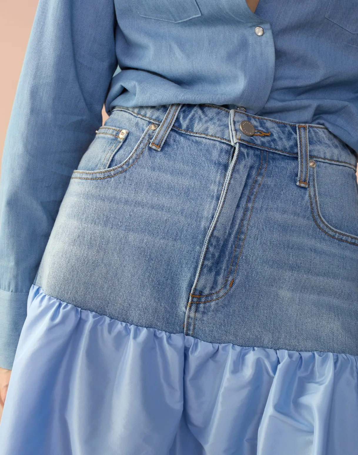 Denim Taffeta Skirt