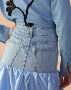 Denim Taffeta Skirt