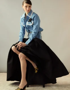 Denim Taffeta Skirt