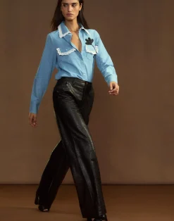 Embossed Leather Pants