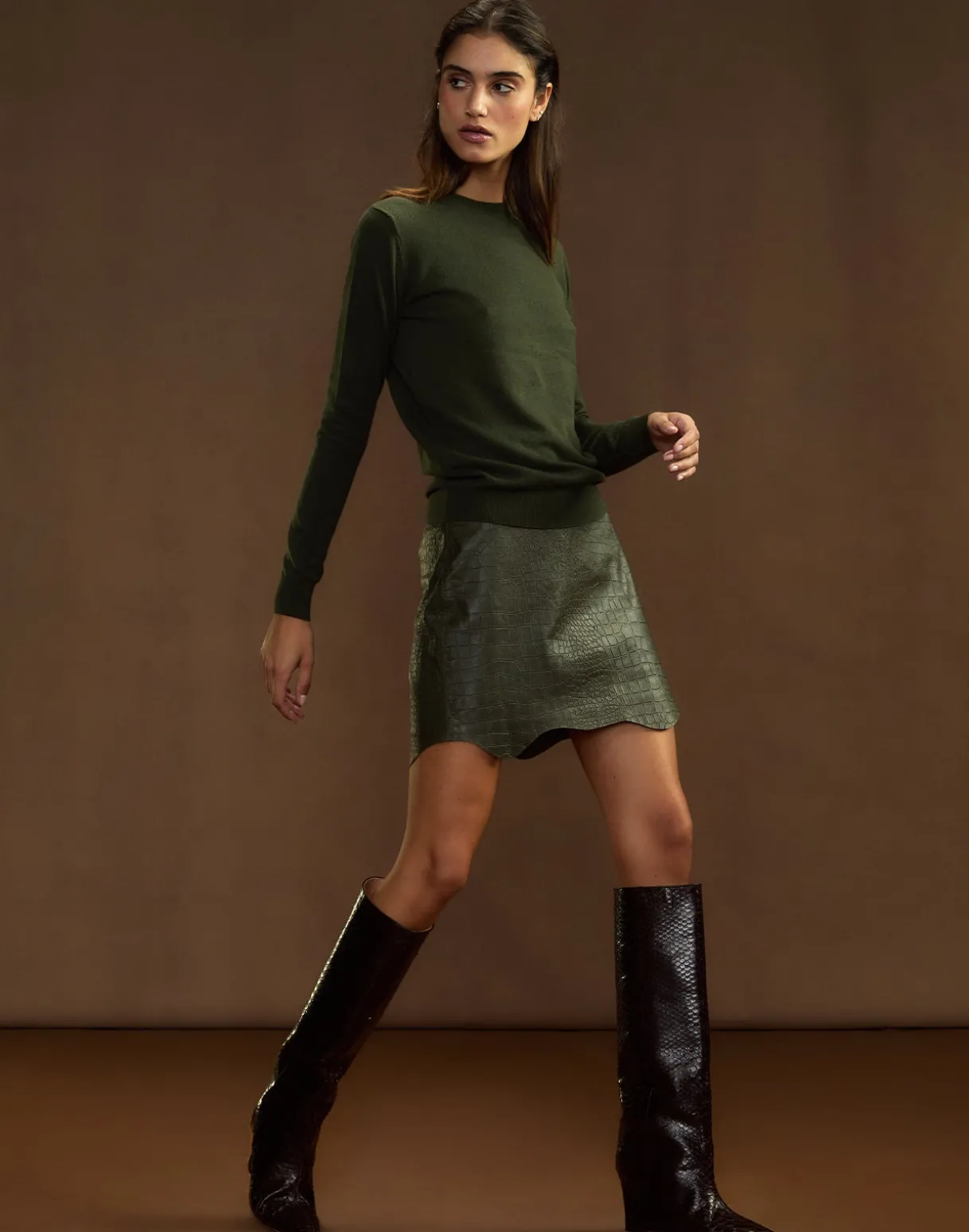 Embossed Leather Skirt