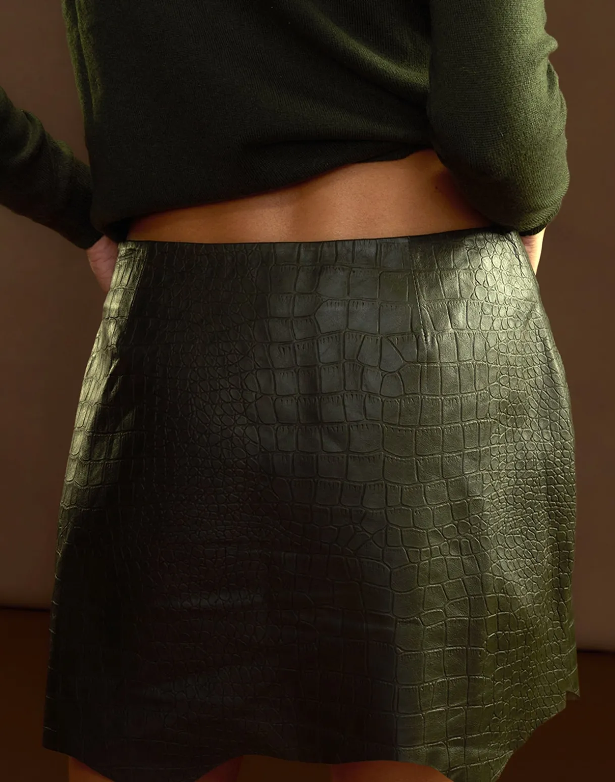 Embossed Leather Skirt