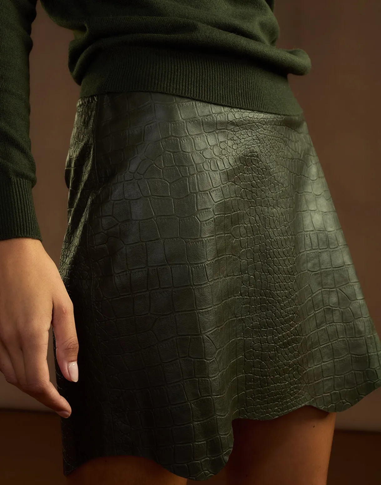 Embossed Leather Skirt