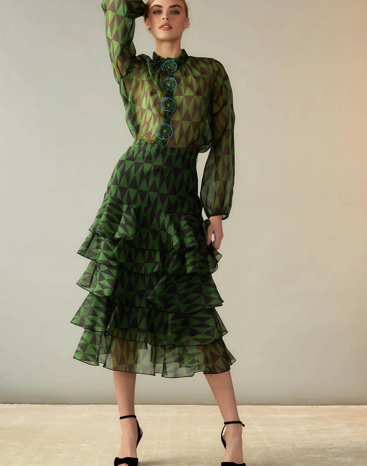 Evergreen Silk Organza Skirt