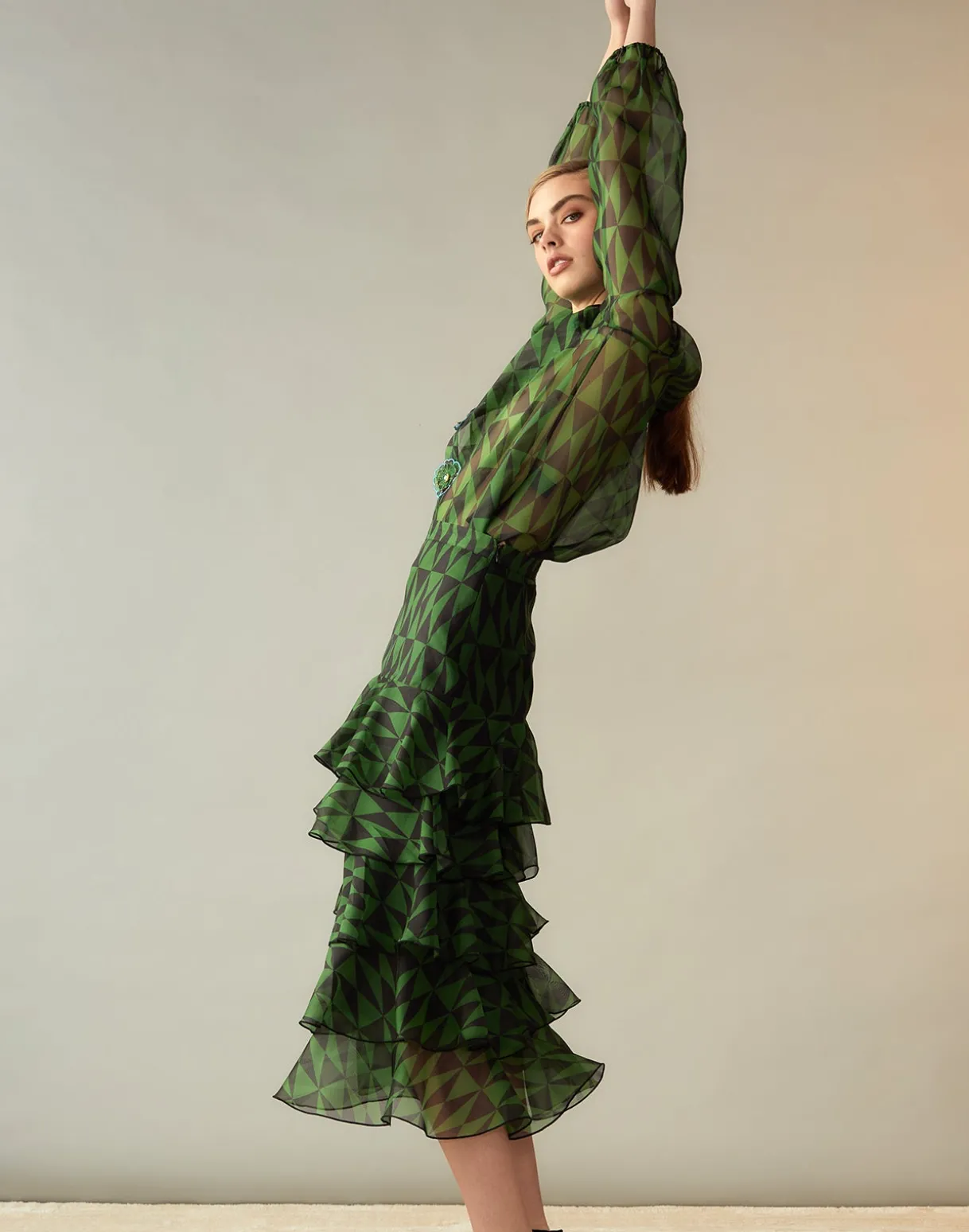 Evergreen Silk Organza Skirt