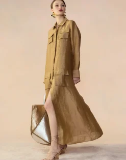 Lagos Silk Linen Shirt Dress
