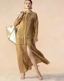 Lagos Silk Linen Shirt Dress