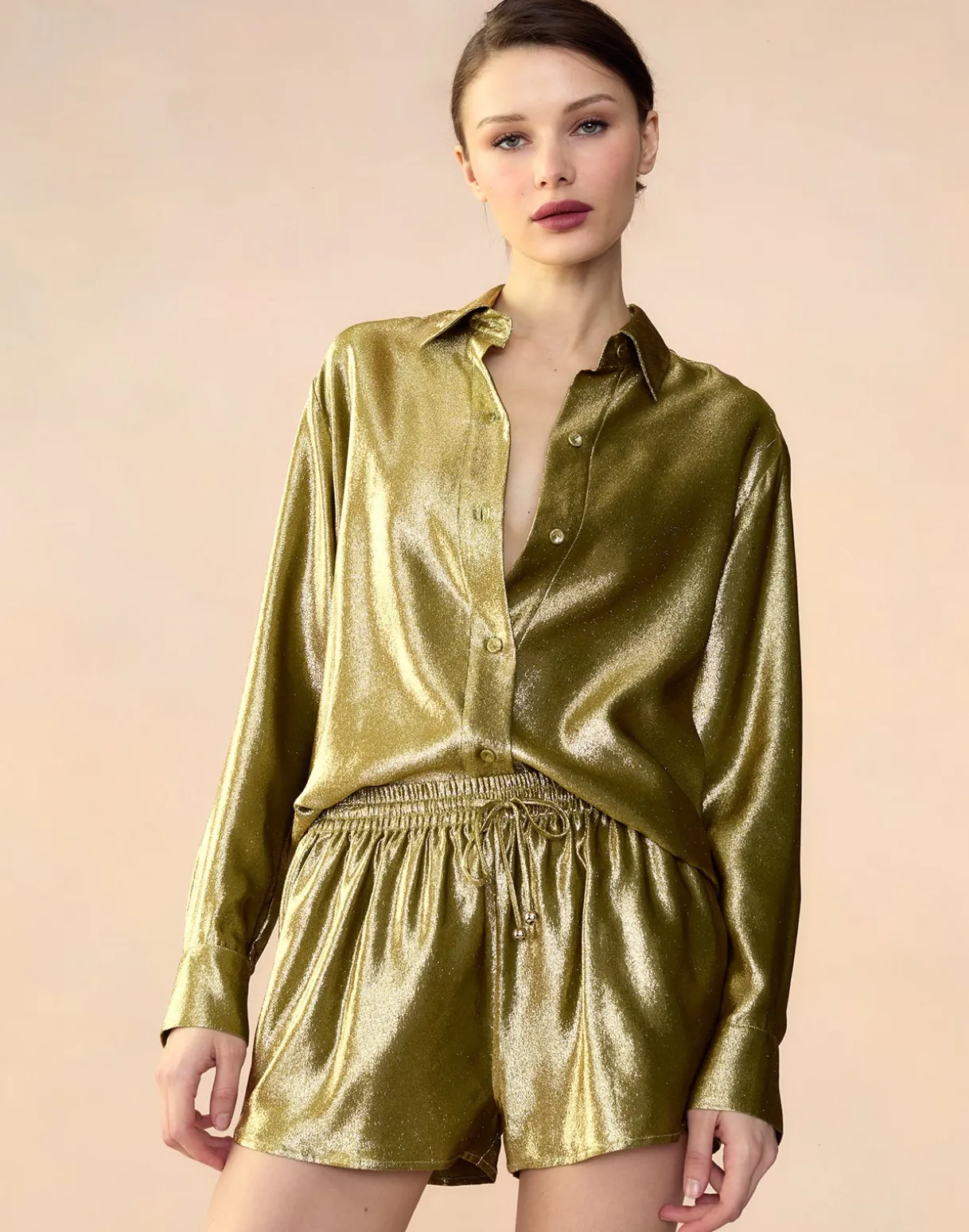 Liquid Gold Lamé Shorts