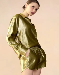 Liquid Gold Lamé Shorts