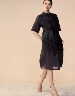 Lisbon Silk Linen Shirt Dress