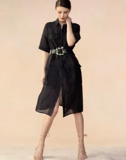 Lisbon Silk Linen Shirt Dress