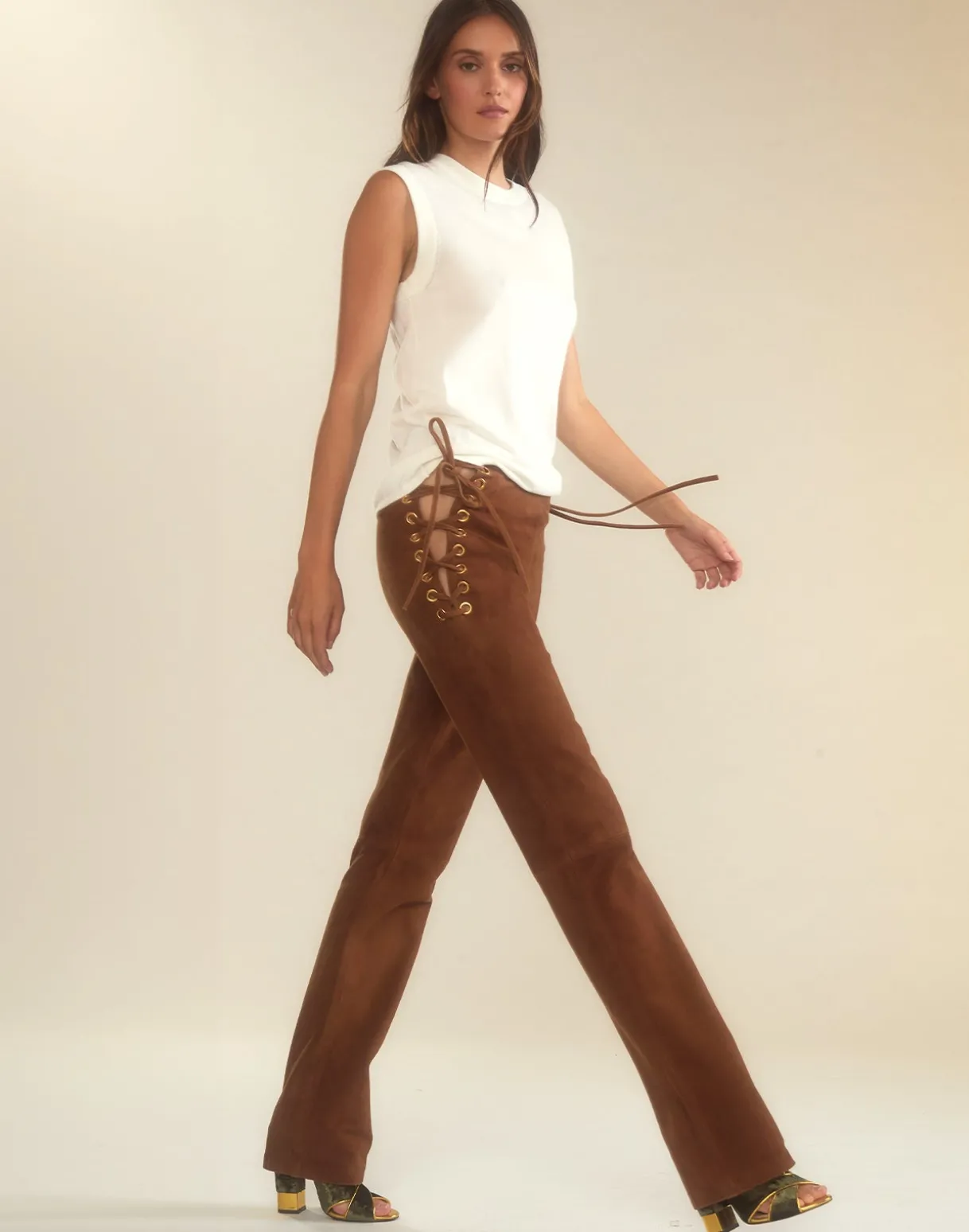 Liv Lace-Up Suede Pants