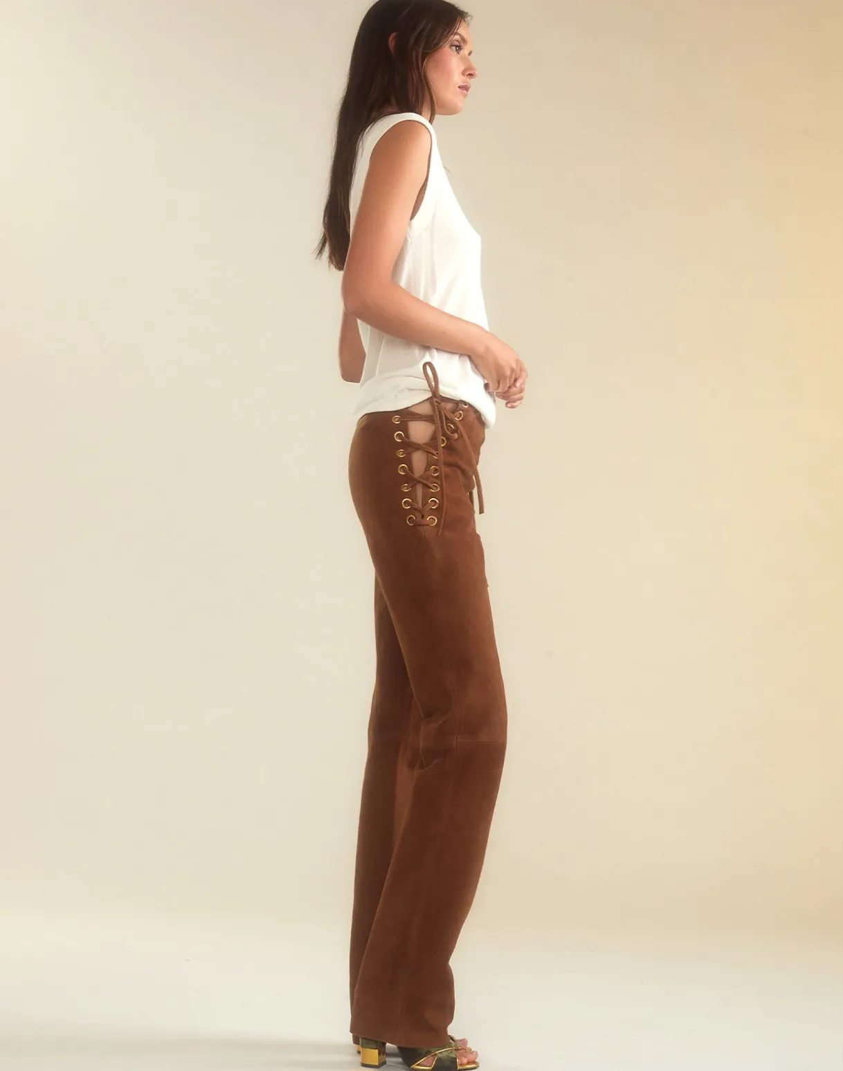 Liv Lace-Up Suede Pants