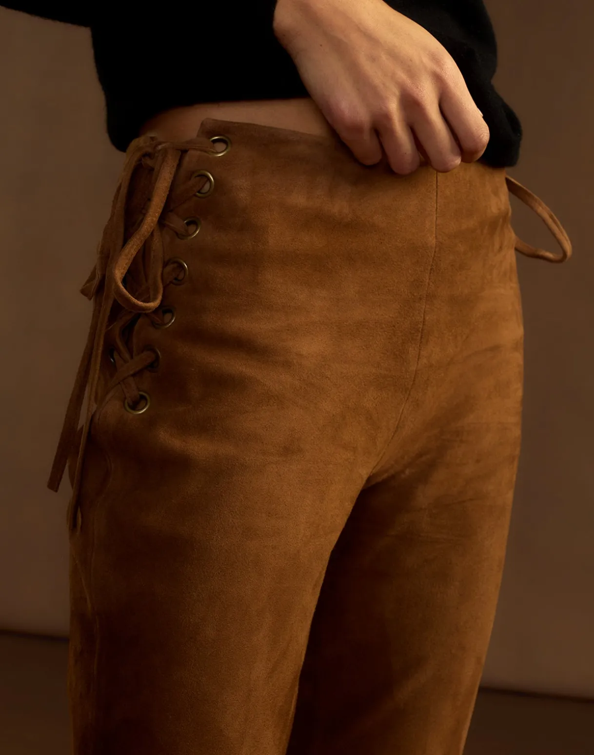 Liv Lace-Up Suede Pants