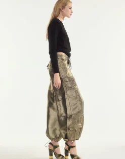 Metallic Cargo Pants