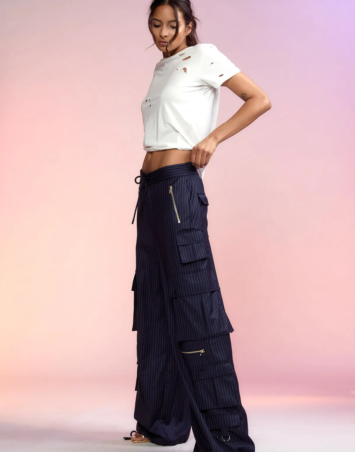 Pinstripe Cargo Pants