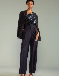 Pinstripe Corset Waist Pants