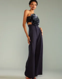 Pinstripe Corset Waist Pants