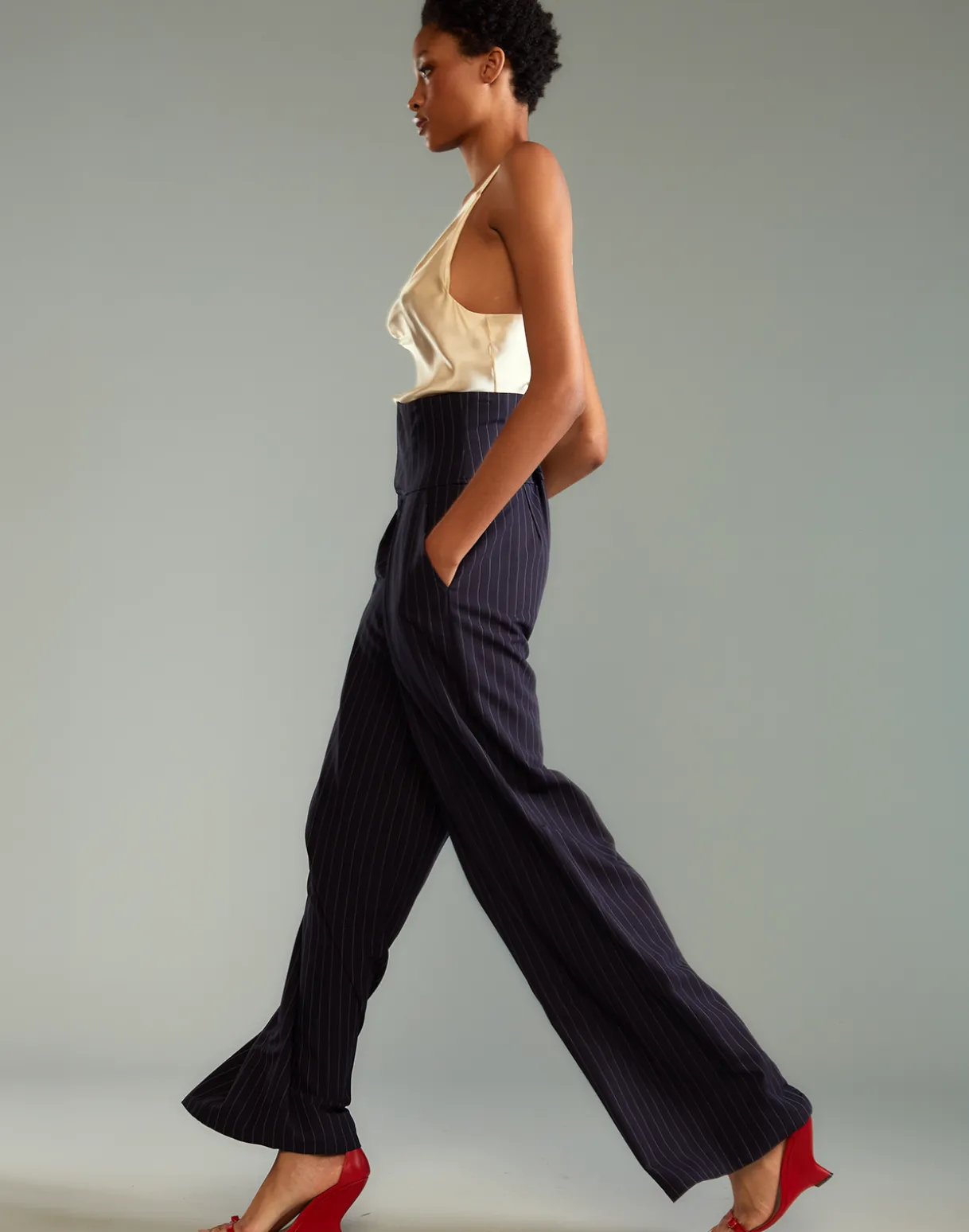 Pinstripe Corset Waist Pants