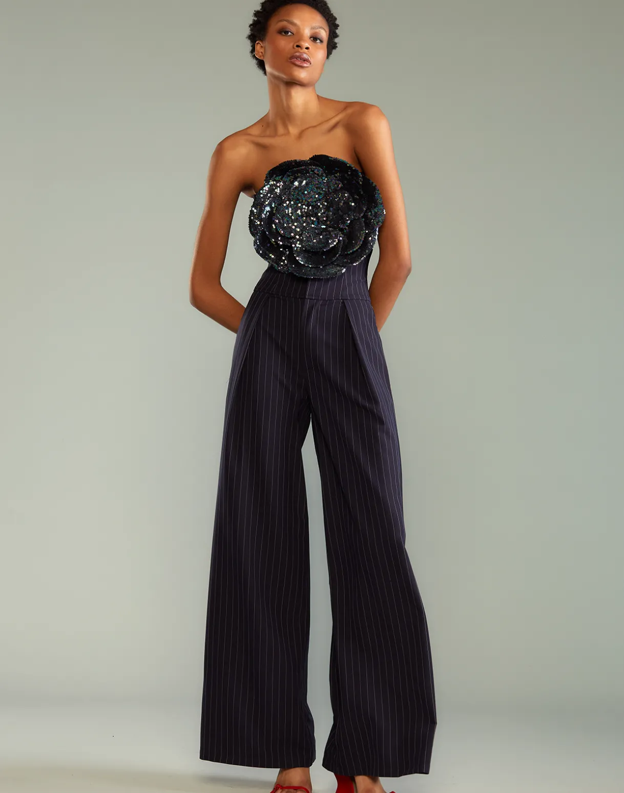 Pinstripe Corset Waist Pants