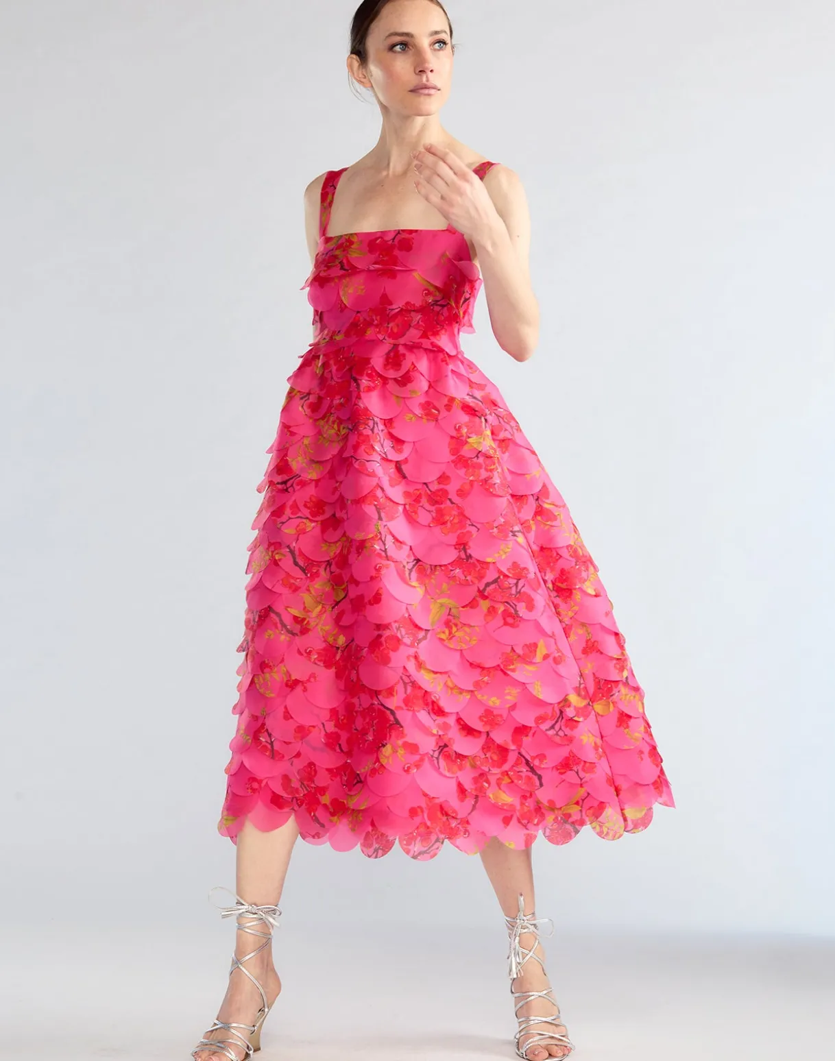Scalloped Petal Midi Dress