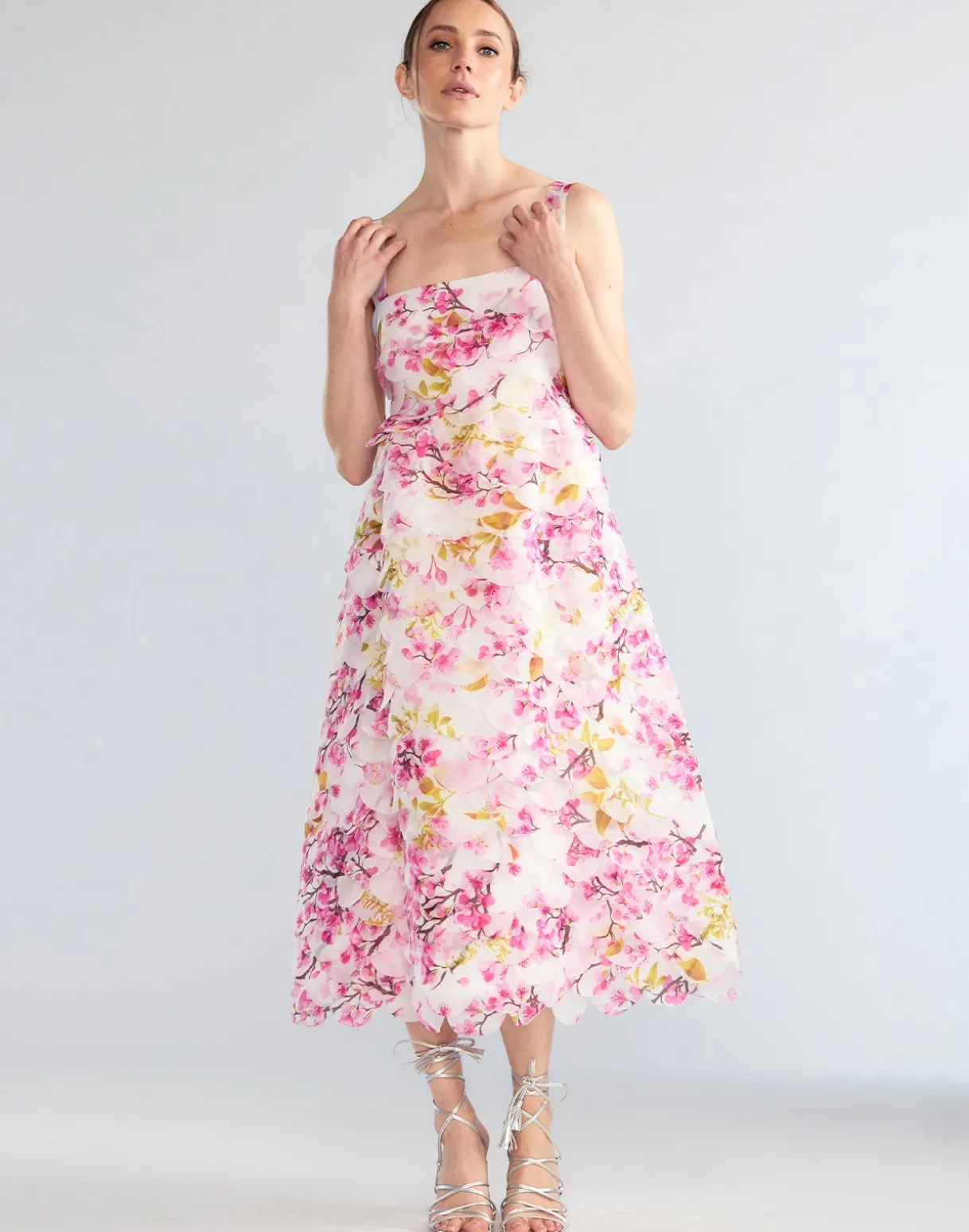 Scalloped Petal Midi Dress