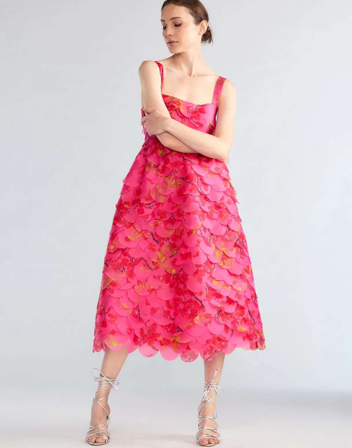 Scalloped Petal Midi Dress