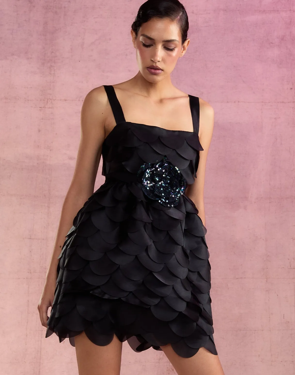 Scalloped Petal Mini Dress