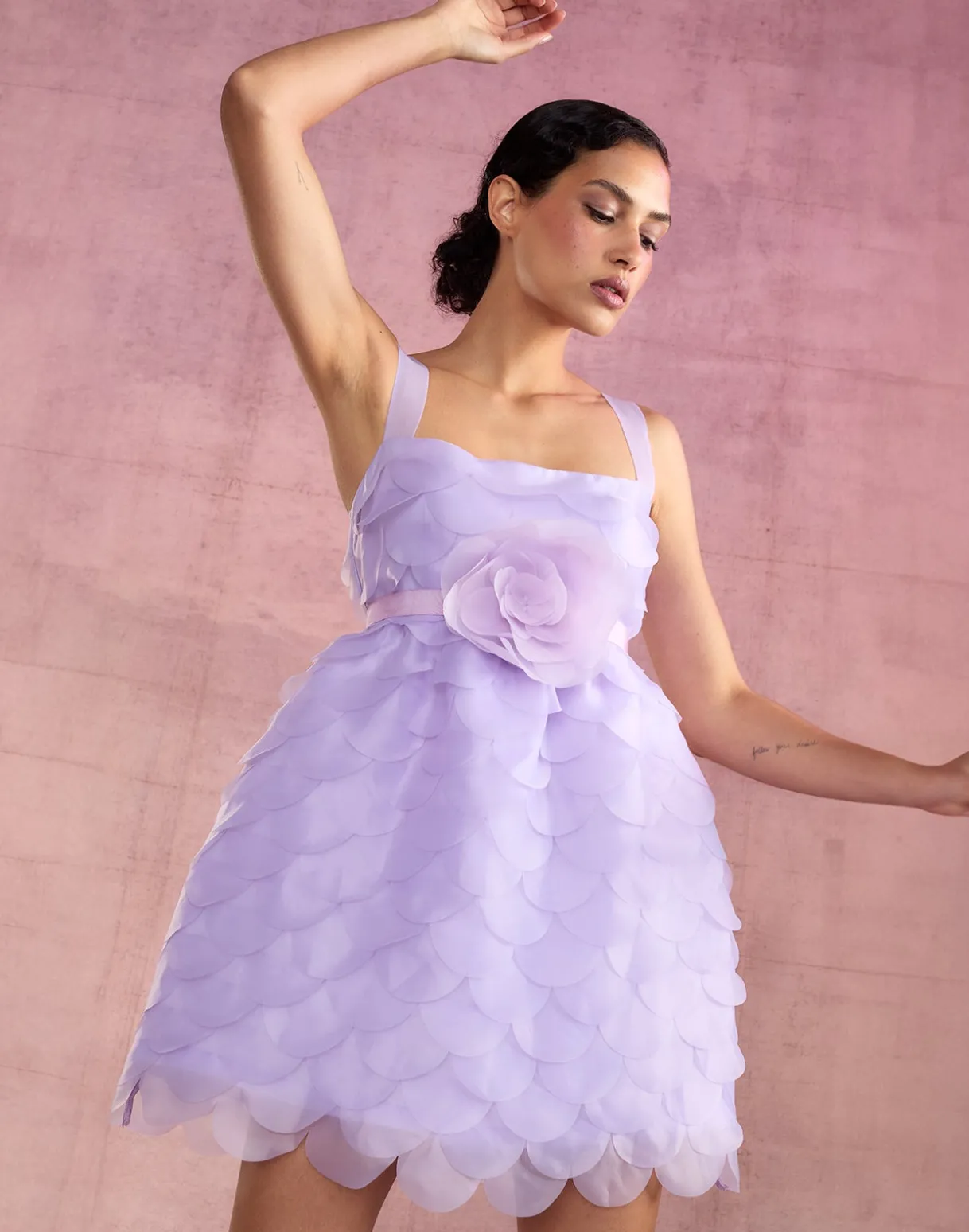 Scalloped Petal Mini Dress
