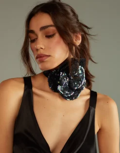 Sequin Flower Tie