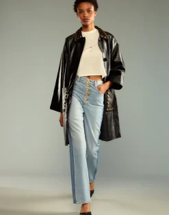 Studded Vegan Leather Coat